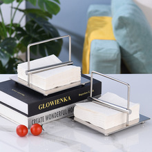 方形纸巾架加厚创意不锈钢纸巾座餐巾架酒店西餐厅酒店餐厅餐巾座