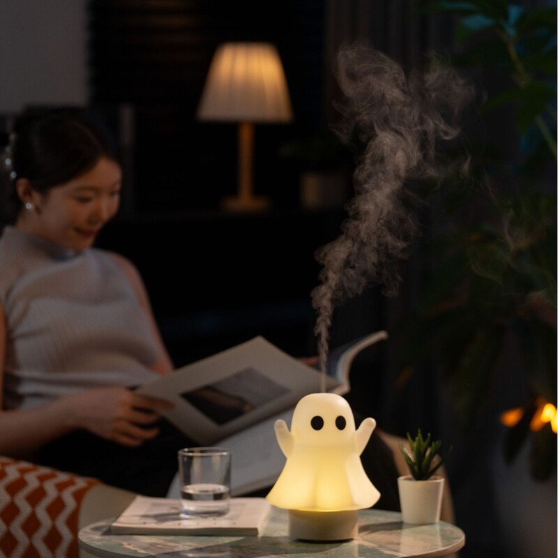 跨境万圣节新款可爱加湿器 室内桌面七彩灯光USB幽灵香薰机精油|undefined