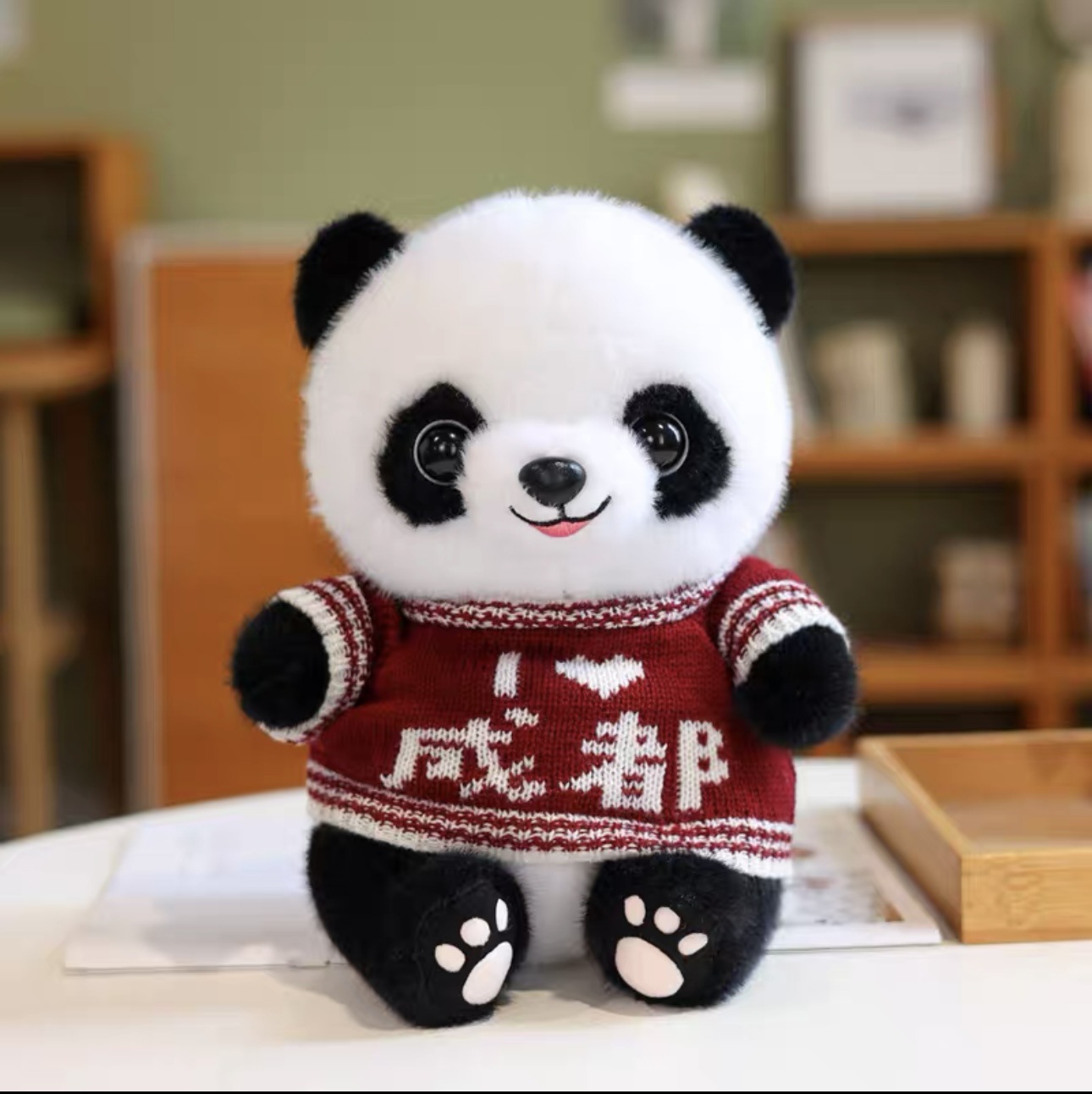 Disfraz encantador panda muñeca juguetes de peluche base panda recuerdos simulación tesoro nacional panda gigante puede agregar logotipo