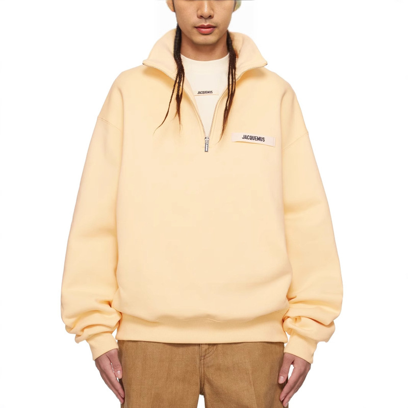 25 Early Autumn Men's and Women's Front Half-Zip Logo Women's Casual Stand-Up Collar Jacquemus Long-Sleeved Sweatshirt
