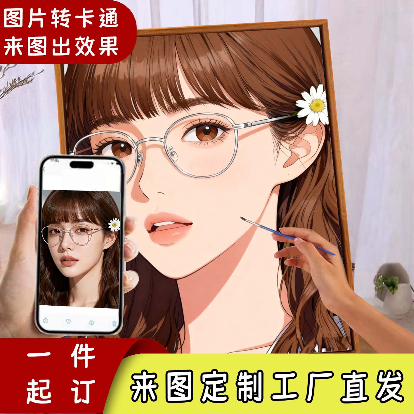 数字油画来图DIY定制图片转变为卡通动漫风格绘画大尺寸手工礼物