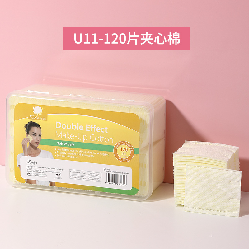 LMLTOP 120 piezas de algodón de maquillaje de color, doble borde de prensado, algodón húmedo de maquillaje, exclusivo a través de la frontera.