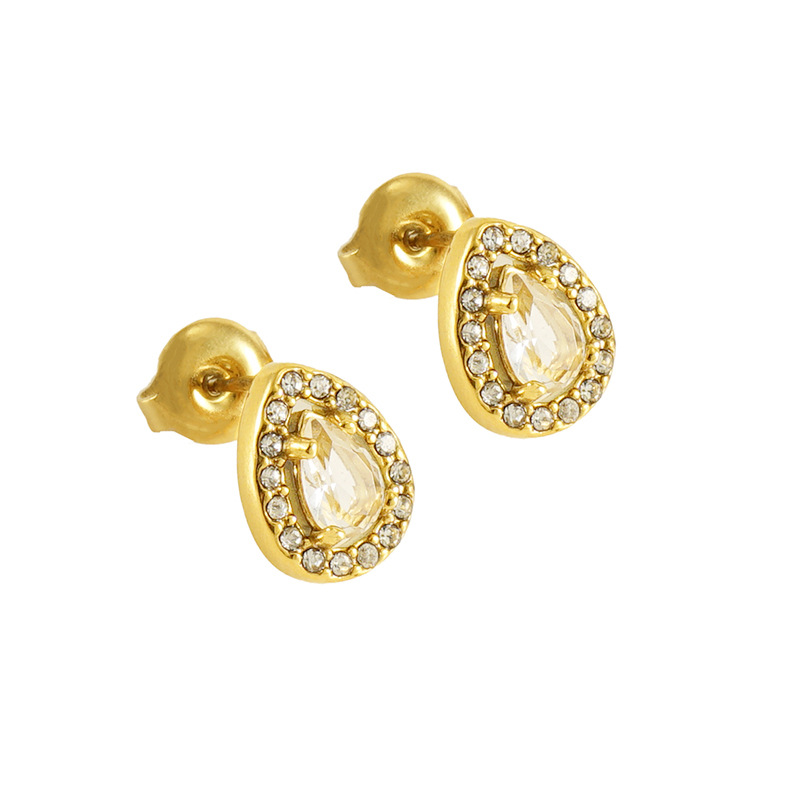 Pendientes cuadrados de acero inoxidable de alta calidad pendientes de diamantes al por mayor Pendientes de circón de doble capa de acero de titanio estilo europeo y americano ins