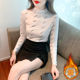 加厚德绒半高领打底衫女长袖秋冬新款洋气T恤显瘦内搭上衣