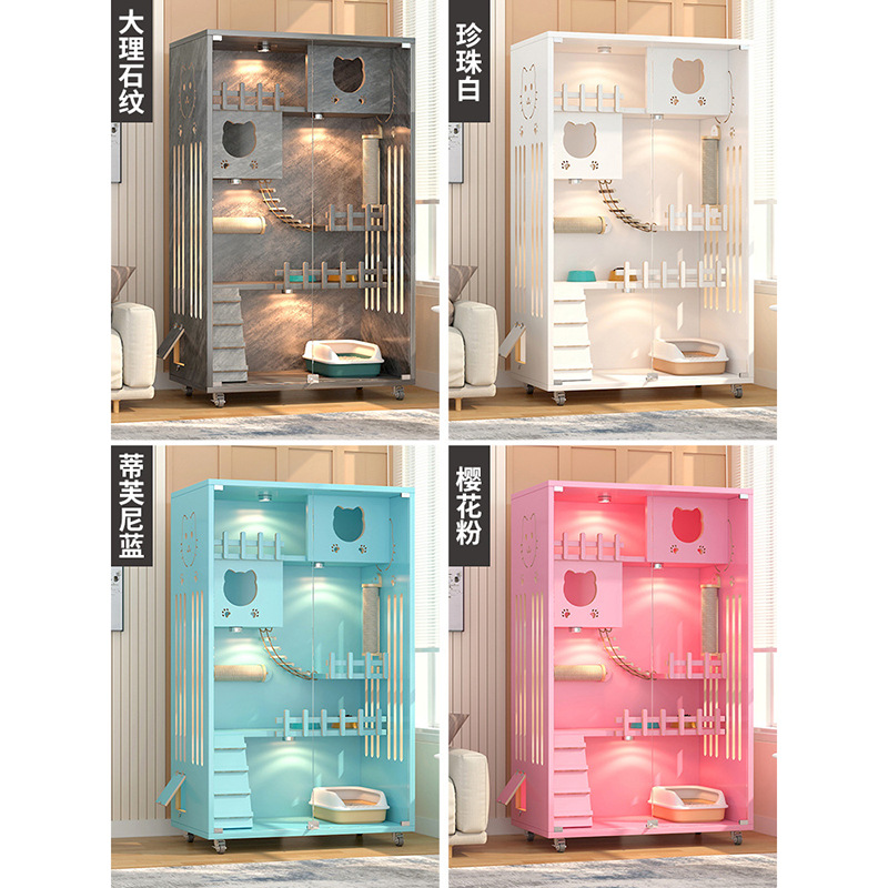 Casa villa para gatos Four Seasons Jaula para gatos universal Marco de escalada para gatos de madera de gran tamaño Nido para gatos Jaula para mascotas integrada Casa para mascotas