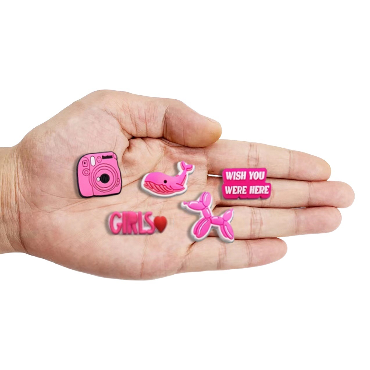 Nuevos dijes rosas para zuecos, clips desmontables para zapatos Crocs para niños y niñas, accesorios DIY para zapatos de jardín.