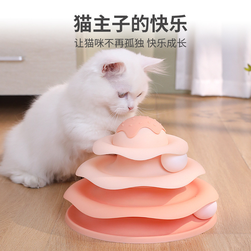 Popular Cat Toys, New Ice Cream Track Play Plate, Funny Cat Self-Pleasure and Boredom Relief Artifact, Turntable Kitten Toy
