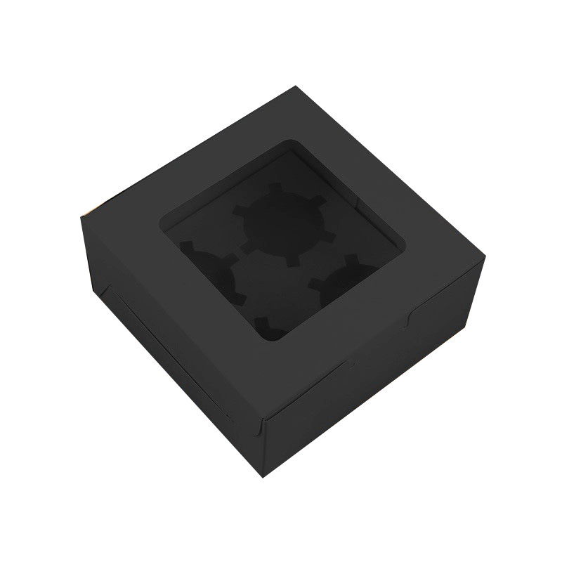 4/6 PCs taza de papel caja de embalaje caja de cartón negro muffin taza de pastel caja de tarta de huevo al por mayor
