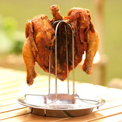 Outdoor Grilled Chicken Rack, Non-stick, Thick, Foldable, Portable, Detachable Chicken Spitting Rack with Fork