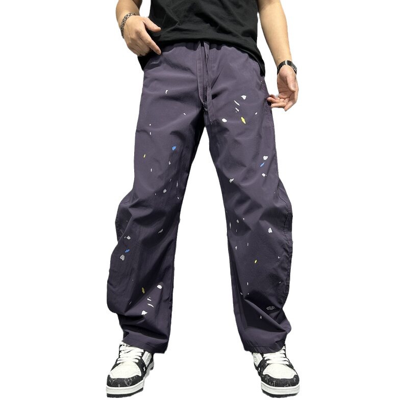 Calças de trabalho masculinas de verão, de secagem rápida, curvas, com tinta, retas, largas, banana, casual, Beck_voghion.com