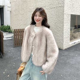 韩版气质皮毛一体羊羔毛外套女秋冬2025新款防水貂绒独特漂亮超火