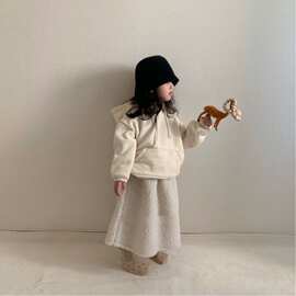 韩版儿童毛毛半裙女童羊羔毛半身裙2023冬季加厚半身裙新款