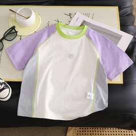 短袖恤拼接速干2026新款薄款中大童体恤男女童衣服男童T恤夏A类