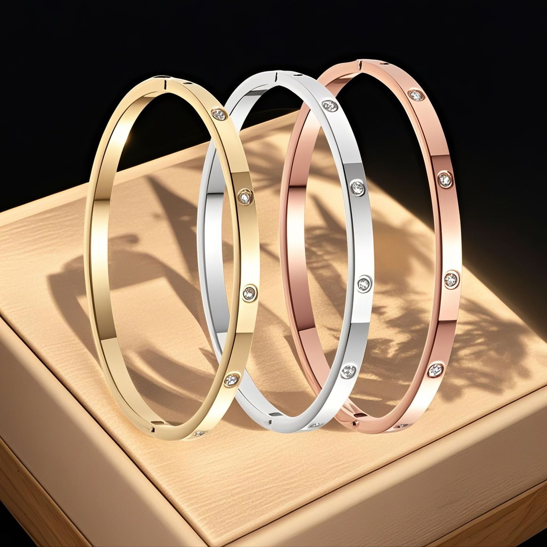 Titanium steel full diamond bracelet women's fashion simple full diamond bracelet starry stainless steel bracelet non-fading temperament jewelry