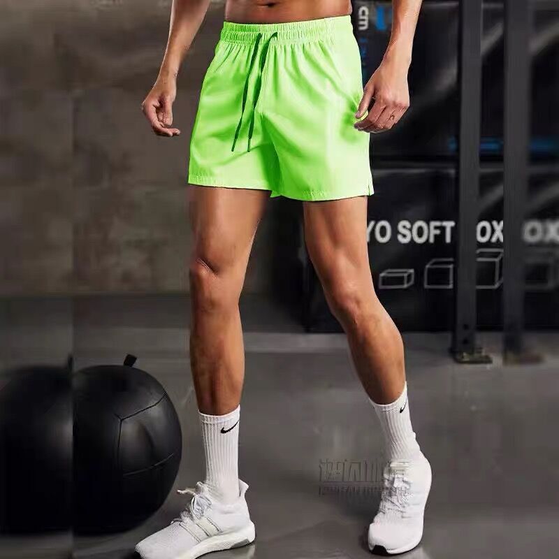 Foreign Trade Men's Sports Shorts Slit Women's Thin Ice Silk Casual Triple Pants Quick-drying Pants Fitness Training Running