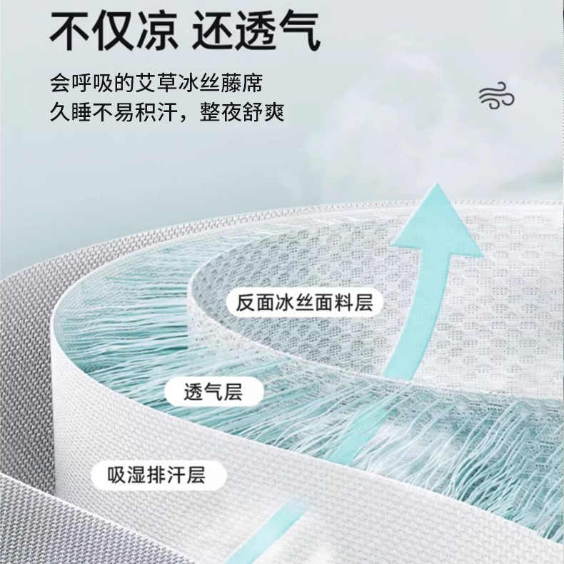 Category a Maternal and Infant Grade Mugwort Ice Silk Mat Three-Piece Set Machine Washable Foldableable Cool Silk Bed Sheetss Soft Mat Air Conditioner