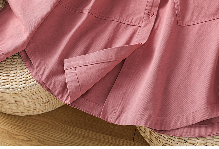 Giacca a camicia da donna in cotone con colletto maniche lunghe_voghion.com