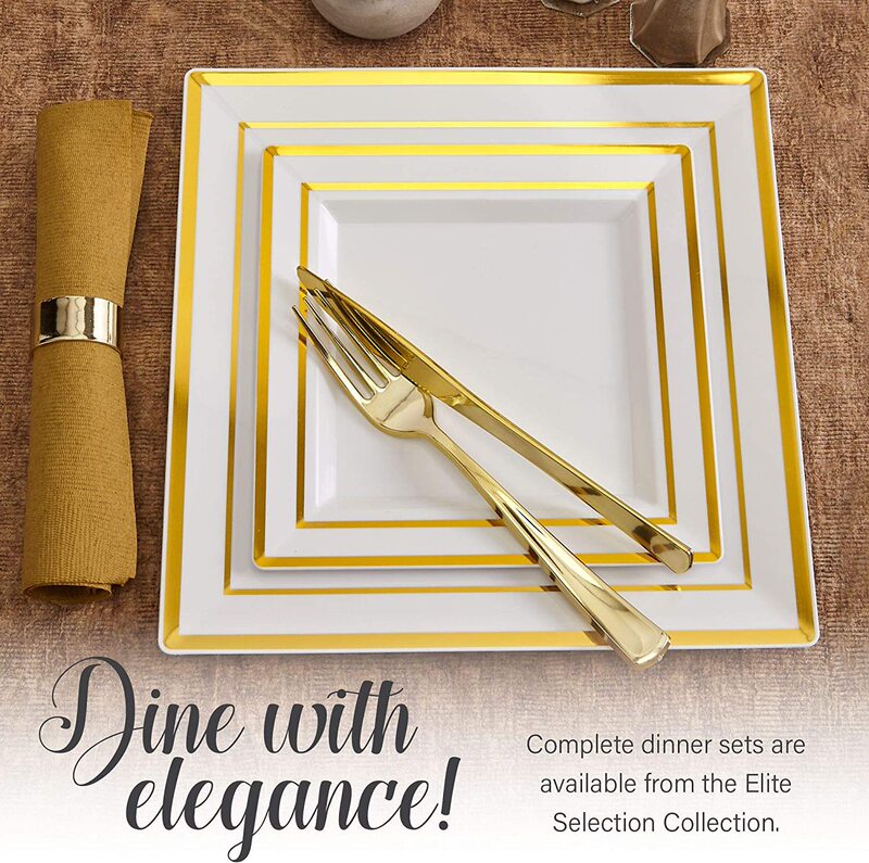 Disposable plastic plate golden edge square plate steak Western white plate European Party black square plate foreign trade