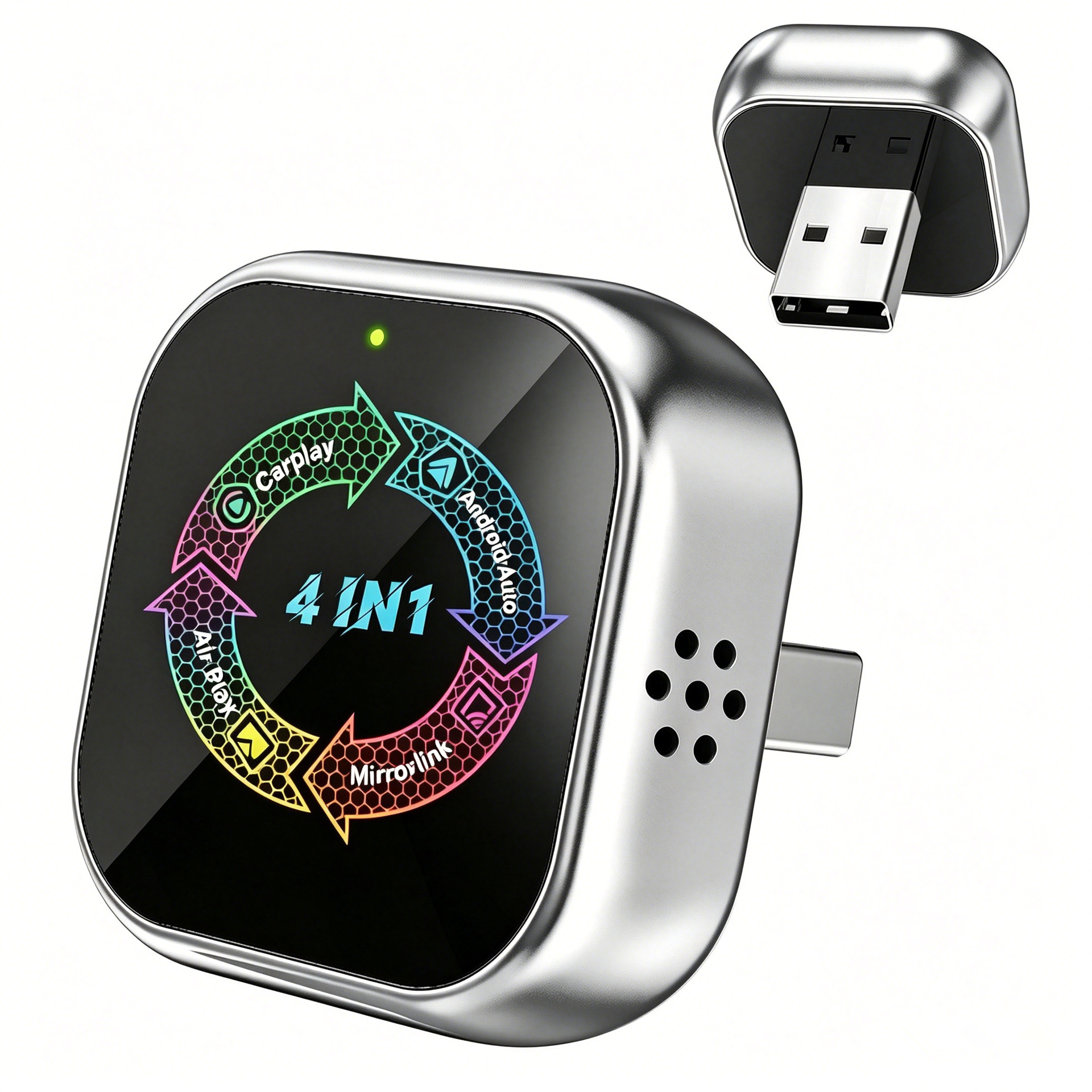 Supports converting the original car's wired CarPlay to wireless, a four-in-one box for Android and Apple video screen mirroring connection