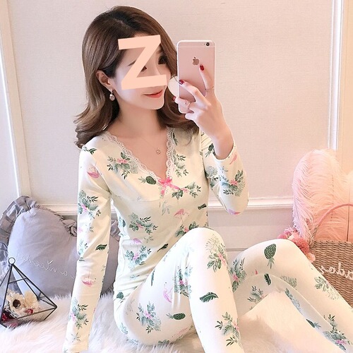 Winter Warmth Women's Fleece Lined Shaping Bodysuit Base Top Set Plus Size Sexy Thin Trousers Set