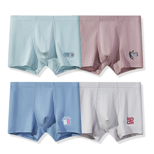 Men's Underwear for Adolescents, Developmental Stage 12-16 Years, Medium Child Student's Flat-Front Underpants, Class A Cotton