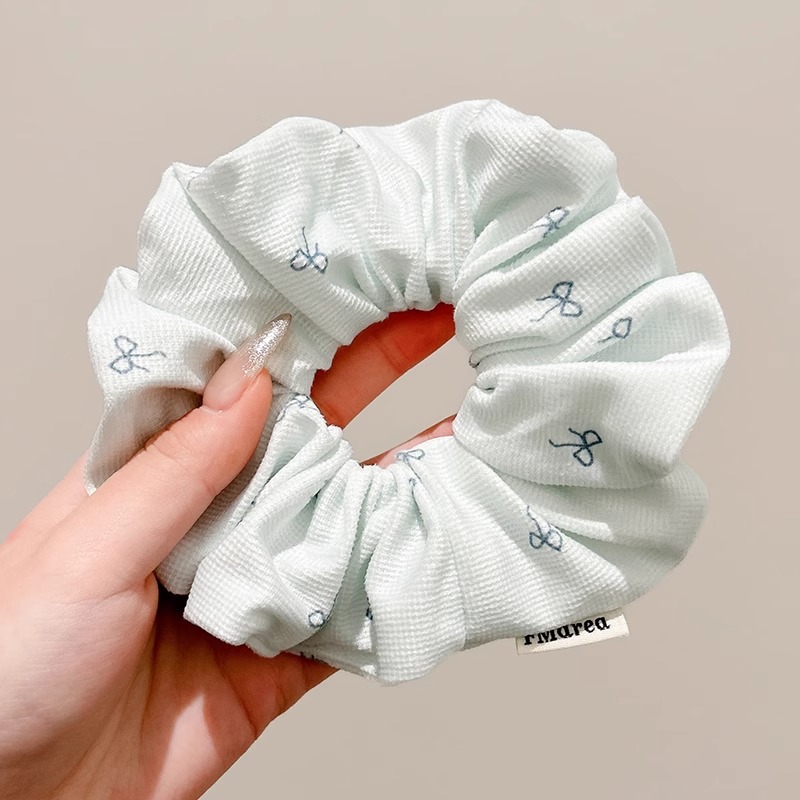 Haiyan Blue Bowknot Colorrect Hairy Circle para la cabeza femenina Cuerda de alta elasticidad para atar la cabeza de la bola Banda de goma de la cabeza de la cola de caballo baja Cuerda para el cabello tocado