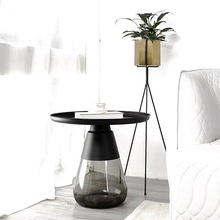 轻奢现代简约时尚玻璃金属茶几客厅家具网红组合小户型黑色批发