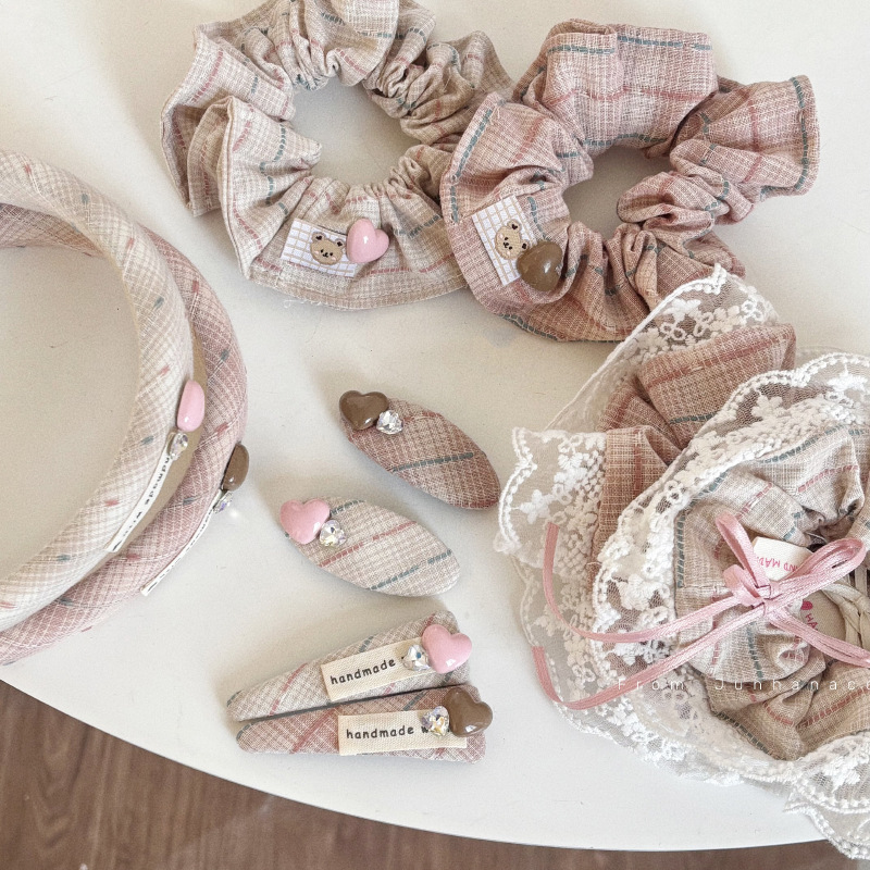 sweet lace bow bear love heart-shaped hairpin retro style large intestine ring headband hairpin ribbon hair rope bb clip hair