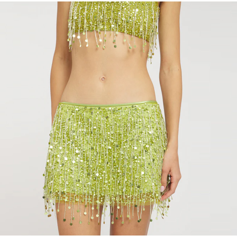 Tassel Sequin Skirt European and American Cross-Border 2026 Summer New Holiday Style Tassel Halter Top and Bodycon Skirt Tassel Sequin Skirt European and American Cross-Border 2026 Summer New Holiday Style Tassel Halter Top and Bodycon Skirt