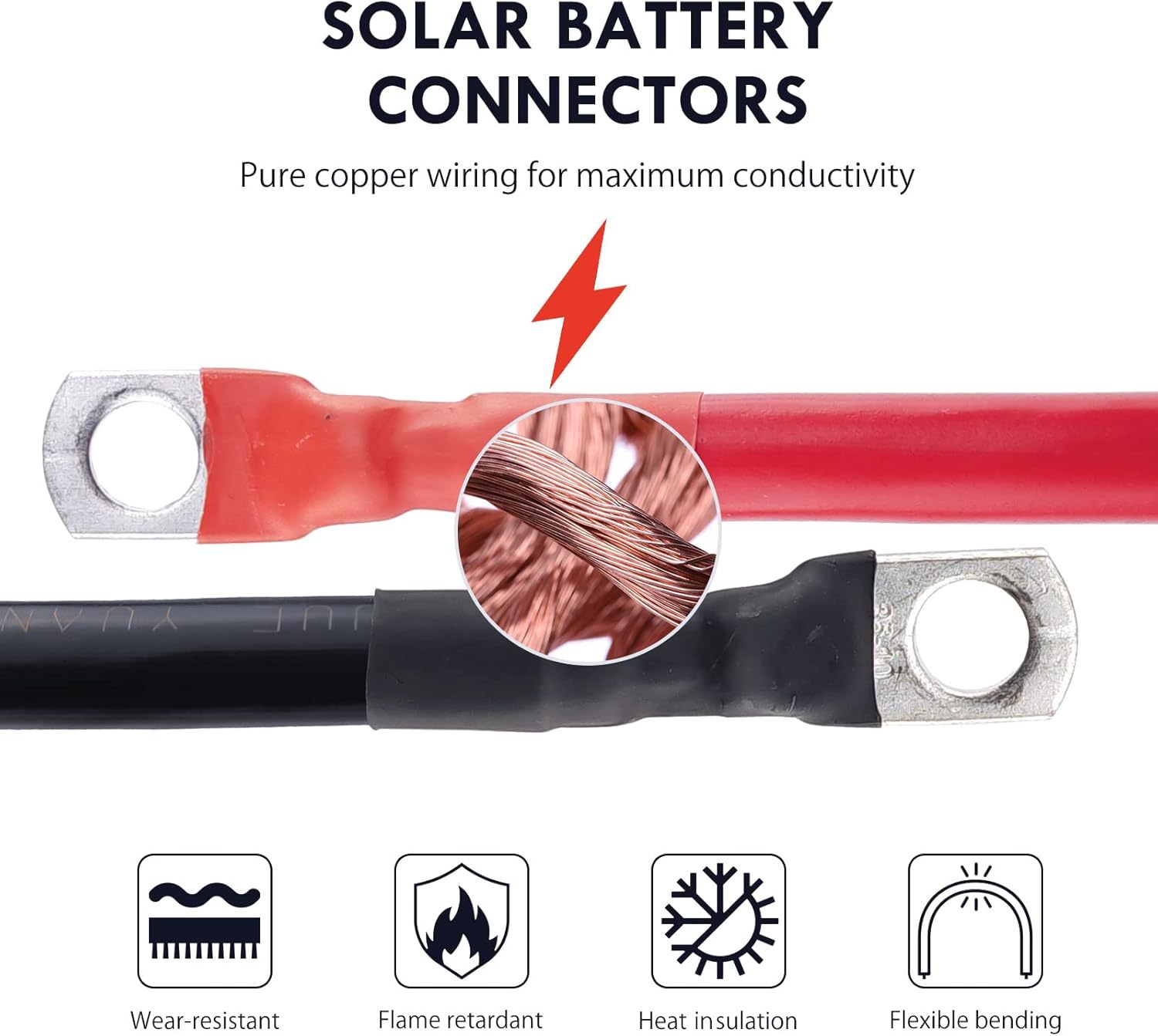 2Awg with Terminal Convex Ear Pure Copper Grounding Wire and Live Wire Custom Solar Battery Connection Wire Battery Wire