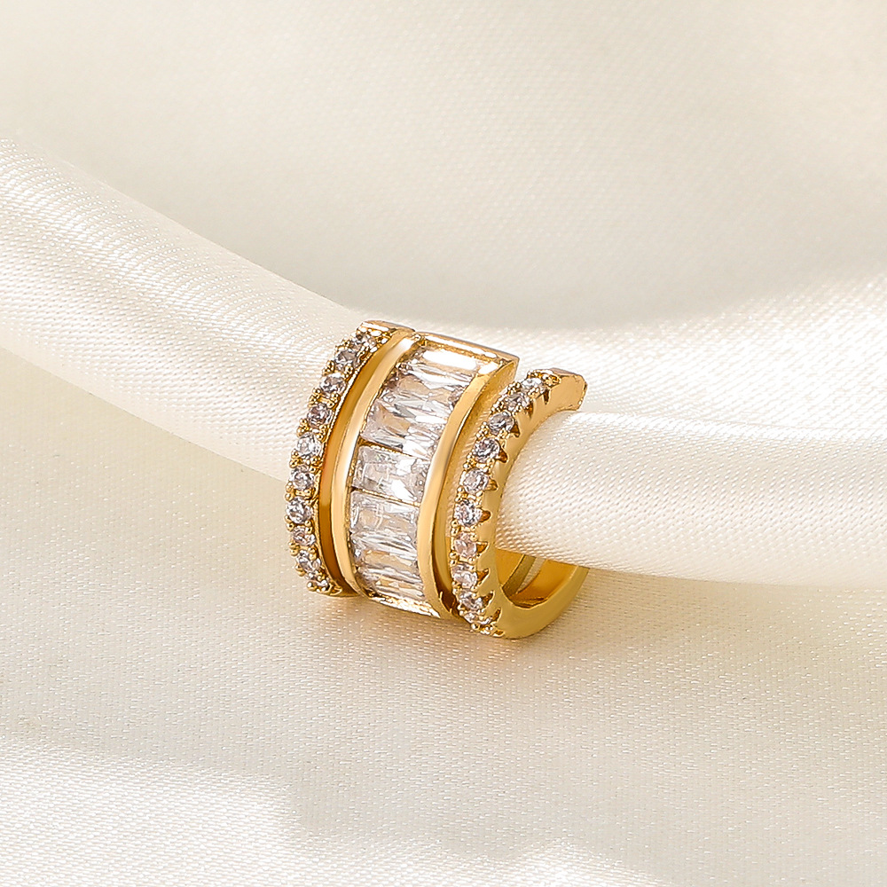 Fashion Geometric Copper Ear clips Plating Inlay Zircon Copper Earrings 1 Piece