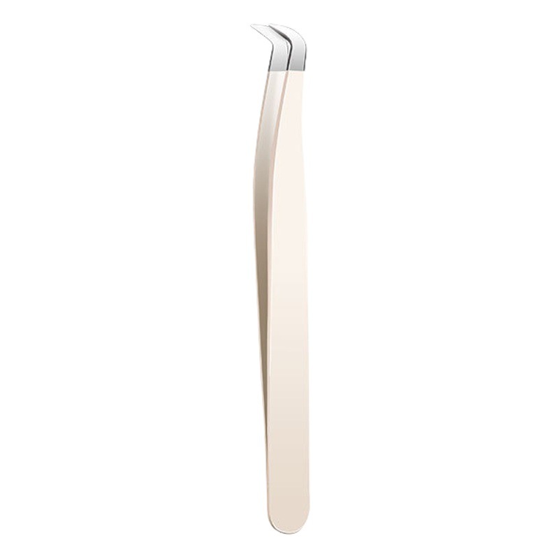 BQI False Eyelash Tweezers Round Head Gold Feather 7-shaped Grafting Eyelash Tweezers for Novice Clipping Eyelashes Special for Women