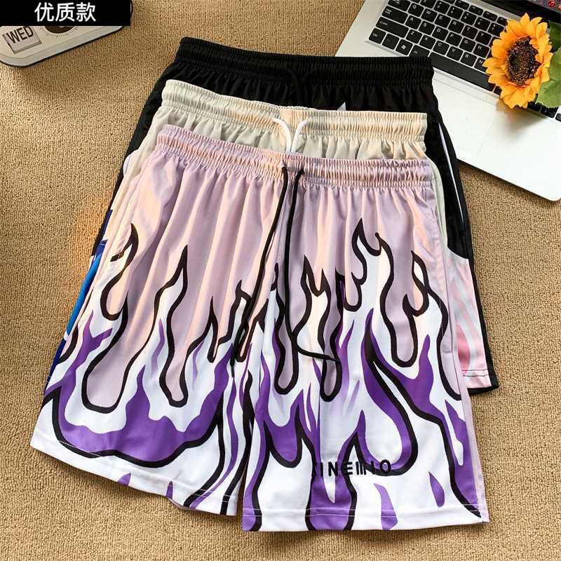 Ki Flame Collaboration Summer American Basketball Shorts for Men, Quick-Dry Breathable Running Fitness Training Shorts