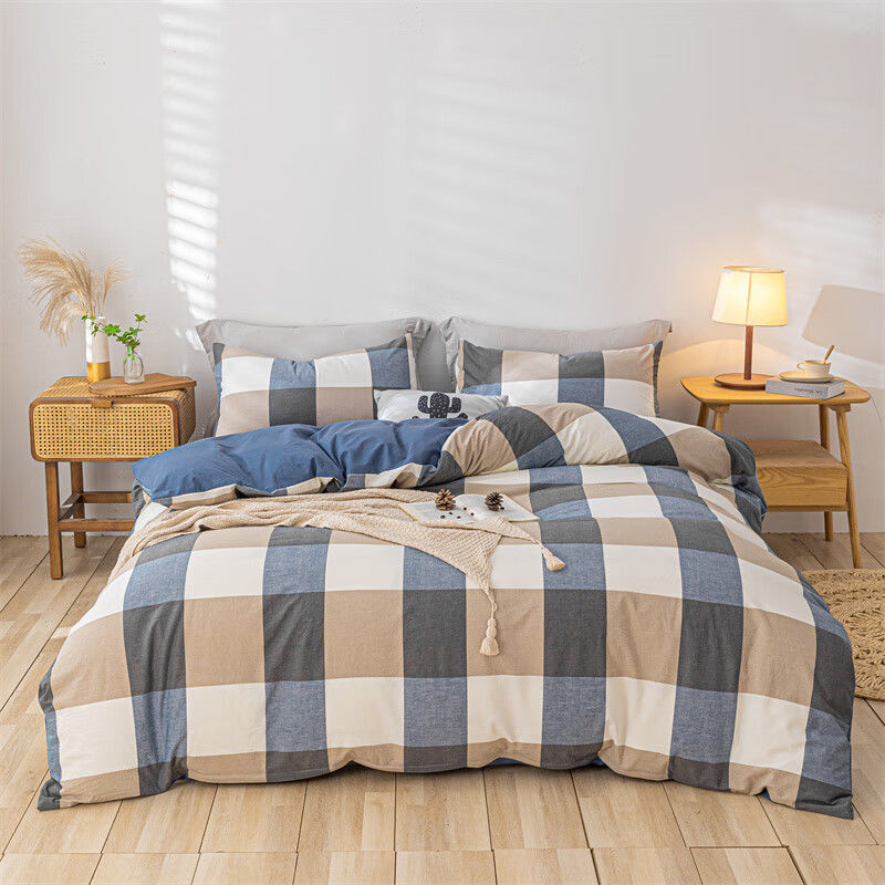 Cama de algodón lavado de algodón de clase A juego de cuatro piezas sábanas de edredón de algodón individual