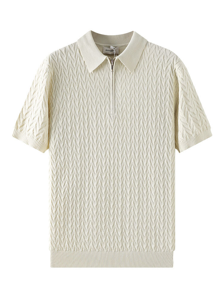 Verano texturizado hombre jersey polo de manga corta collar europeo y americano de negocios casual camiseta universal chaqueta de hombre