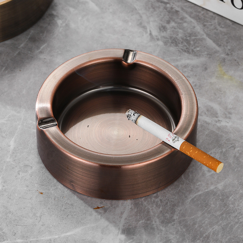 Cenicero de acero inoxidable para el hogar del hotel, cibercafé, sala de estar para el hogar, engrosamiento de metal, gran cenicero personalizado a prueba de caídas, creatividad