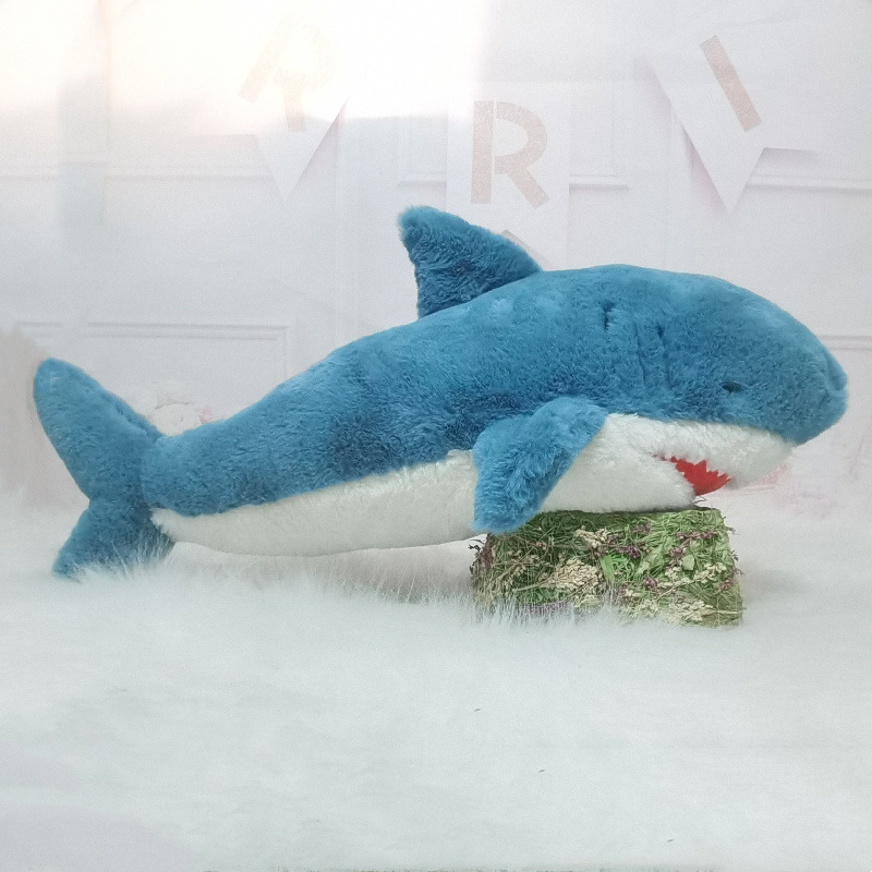 Lindo mentira de peluche de juguete de tiburón grande almohada muñeca dormitorio pierna clip de almohada larga hombres y mujeres regalo de cumpleaños al por mayor