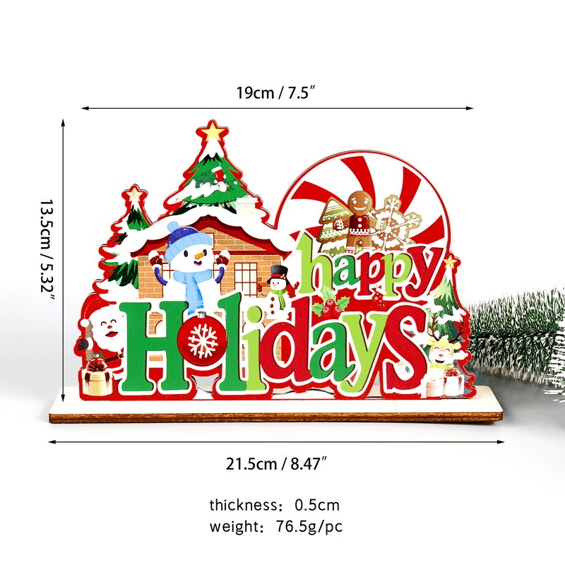 クリスマス装飾木製デスクトップ装飾品ダイニングショッピングモールショップウィンドウ木製工芸品カラフルな組み立てられた装飾品|undefined