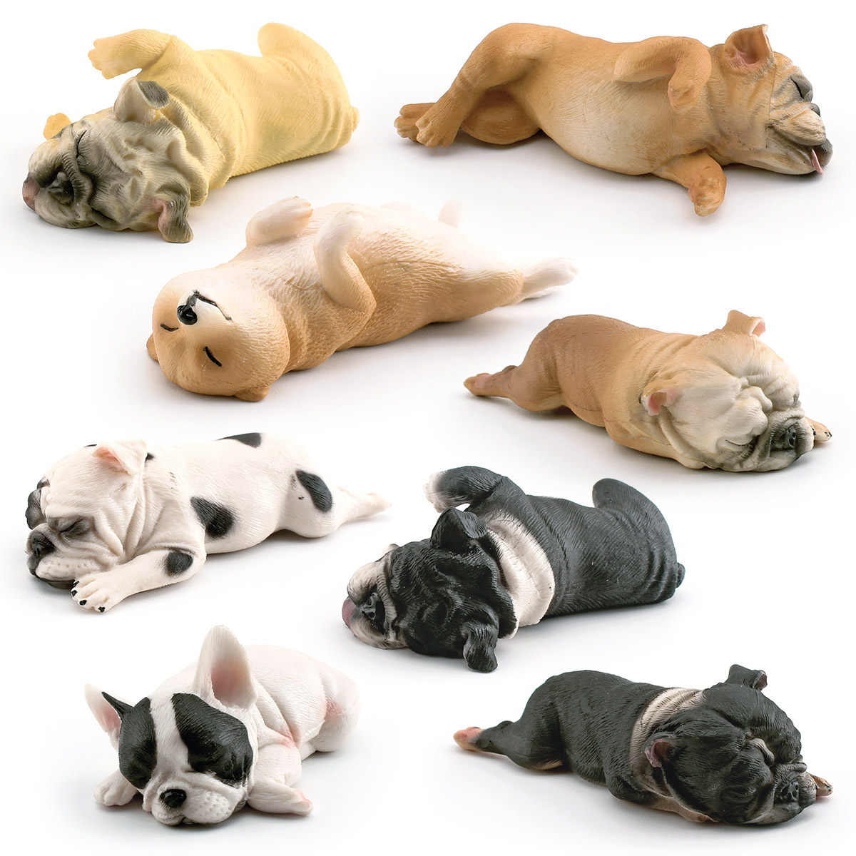 Simulación transfronteriza para dormir postura Shiba Inu modelo de Bulldog Francés educativo para niños mascota perro decoración de escritorio adornos estáticos