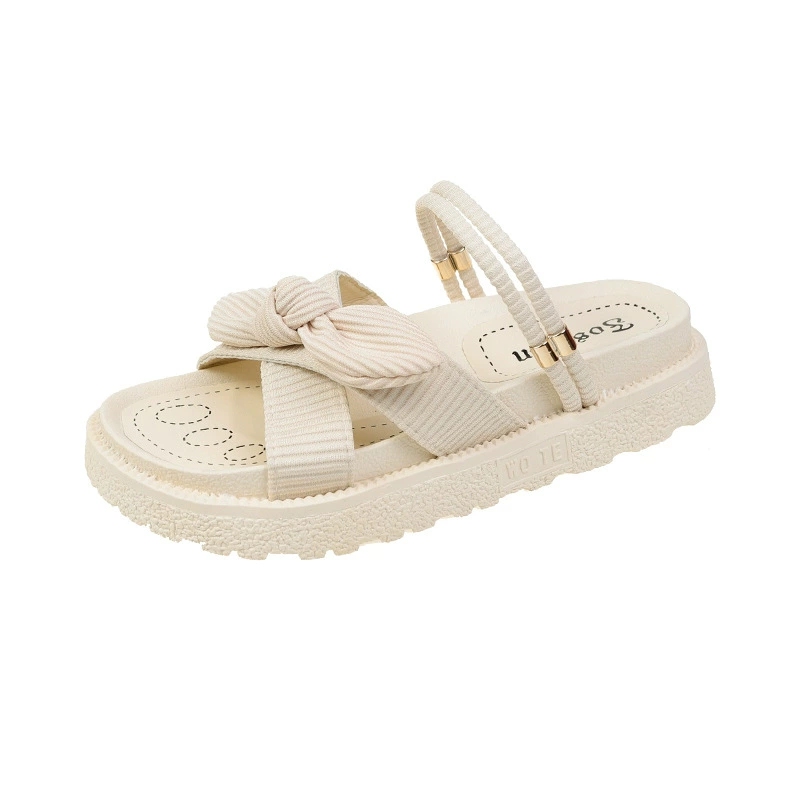 Сланцы на пляже Slide Sandals, платформа с бантом, женские летние пляжные сабо, размеры 35–40