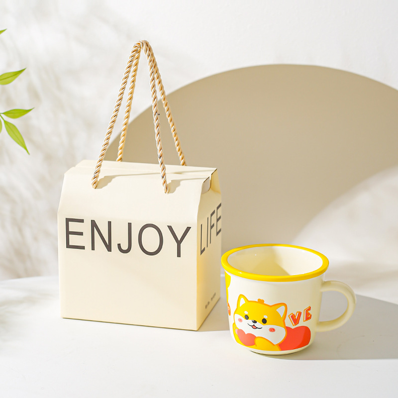 Diseño de nicho de oficina taza de agua, taza de dibujos animados, taza de marcas de animales, taza de desayuno de leche para parejas