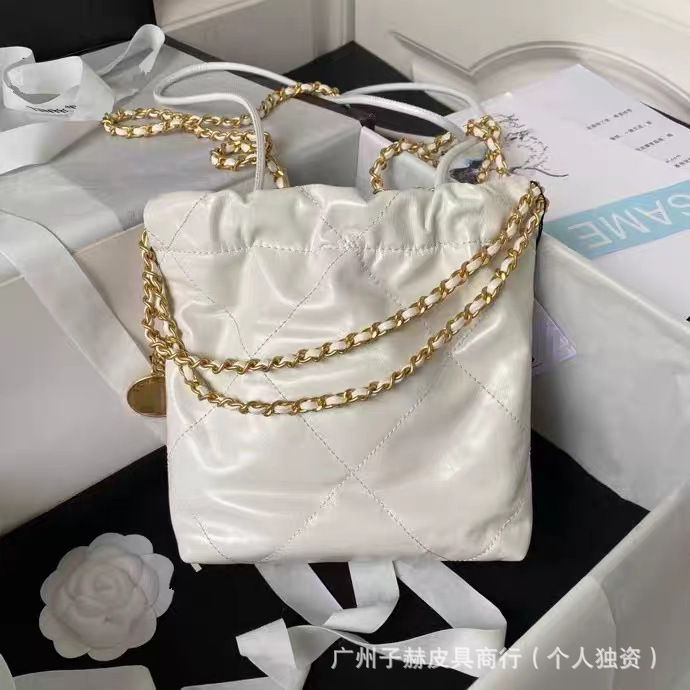 原厂皮小香风22bag垃圾袋迷你子母链条菱格托特购物袋单肩斜挎包|undefined