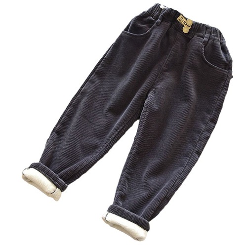 Women's Fleece-lined Pants Autumn/Winter Outwear Cotton-lined Thick Corduroy Baby Thin Fleece One-piece Lined Children's Striped Fleece Pants