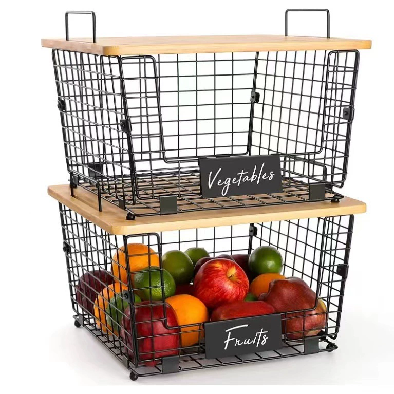 Кухонная деревянная корзина с фруктами, съемная столешница, стеллаж для хранения закусок, приправ, корзина для хранения овощей