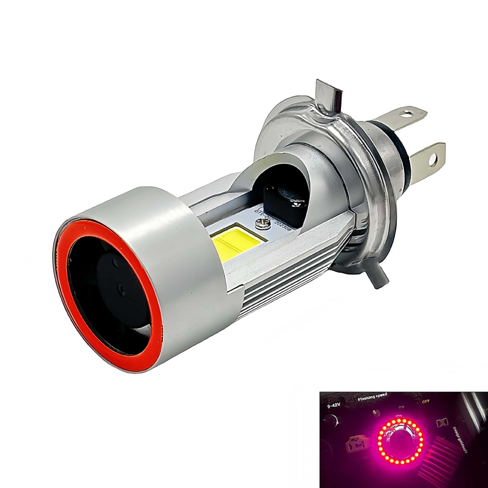 Cross-border motorcycle lights angel eyes led headlights HS1 H4 ghost fire devil eyes electric car modified three-claw BA20D