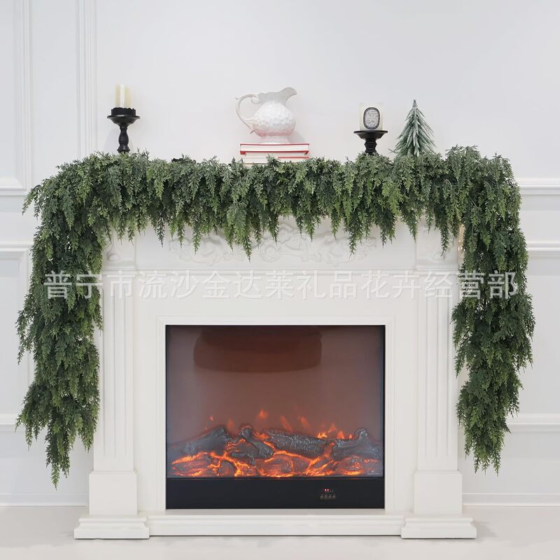 Amazon American-style 2.7m soft plastic cedar vine pine wall-mounted Christmas tree decoration Christmas decoration manufacturer