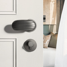 灰色执手门锁静音磁吸房门锁房间门新中式室内家用简约卧室木门锁
