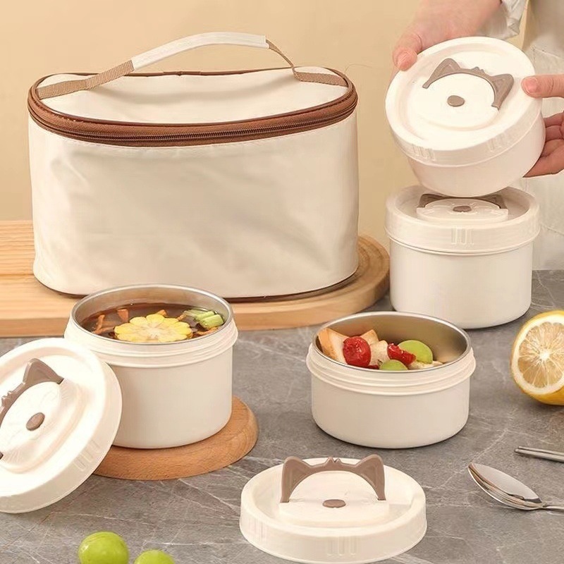 Stainless Steel Lunch Box, Multi-Layer Fresh-Keeping Box, Insulated Lunch Box, Lunch Box Set for Students and Office Workers with Rice Bowl