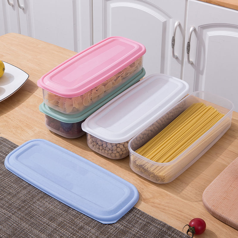方形塑料面包面条保鲜盒厨房收纳盒挂面盒密封冰箱挂面杂粮储物盒|ms