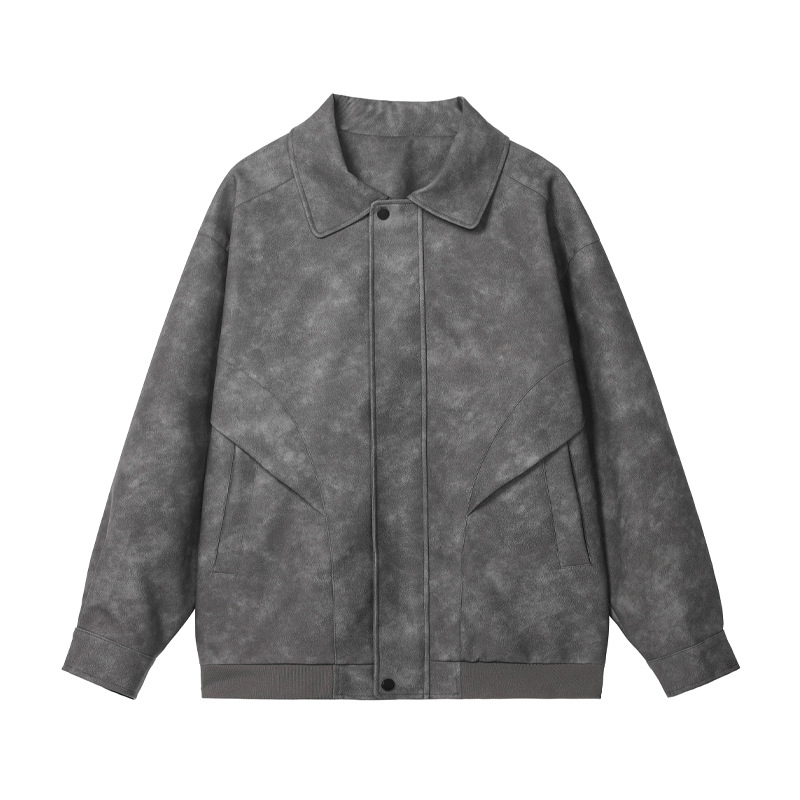 American Street Style Leather For Men Spring New Cleanfit Melard Workwear Coat Trendy Brand Flight Jacket_voghion.com
